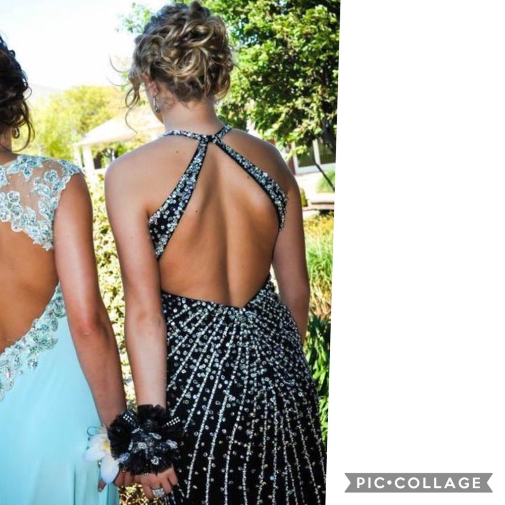 Black/silver beaded prom dress. - Picture 2 of 3